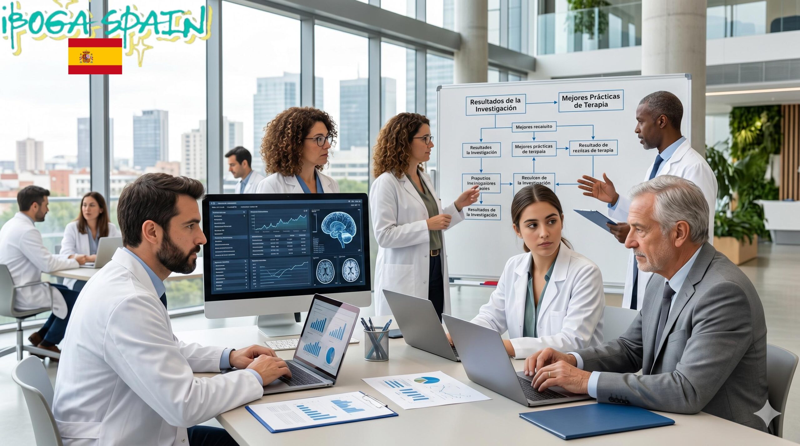Team analyzing research data