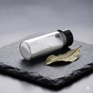 White powder in vial.